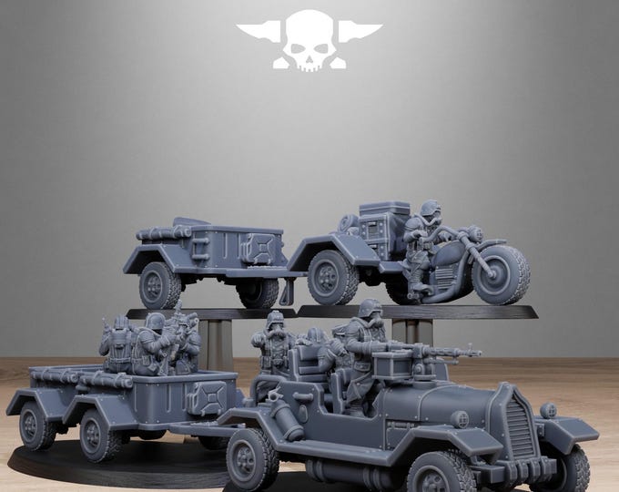 GrimGuard Support Vehicles 32mm/28mm (StationForge) RPG Set | 3D Print Scifi | Tabletop Game Set | Wargaming Gift | RPG Gifts