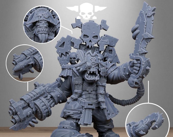 Orkaz Pirate Captain 32mm/28mm (stationforge) RPG Set | 3D Print Scifi | Tabletop Game Set | Wargaming Gift | RPG Gifts | Sci-Fi Miniatures
