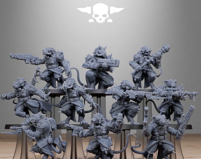 Corrupted Guard Raticus 32mm/28mm (stationforge) RPG Set | 3D Print Scifi | Tabletop Game Set | Wargaming Gift | RPG Gifts | Scifi Miniature