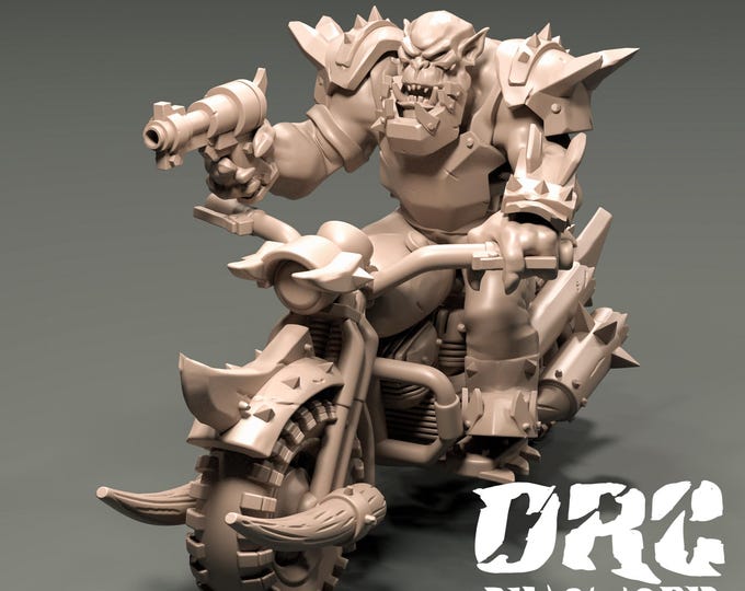 Orc Biker 32mm/28mm (DinoWorld) Dinosaur Miniatures | RPG Set | Scifi 3D Print | Wargaming Gift | Tabletop Game Set