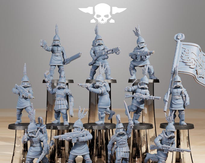 GrimGuard Aquilastra 32mm/28mm (StationForge) RPG Set | 3D Print Scifi | Tabletop Game Set | Wargaming Gift | RPG Gifts  | Sci-Fi Miniatures