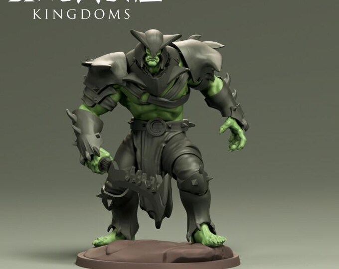 Orc SwordMaster 32mm/28mm (DinoWorld) DnD 5E Gift | RPG Set | Fantasy Gaming RPG | Wargaming Gift | Tabletop Game Set