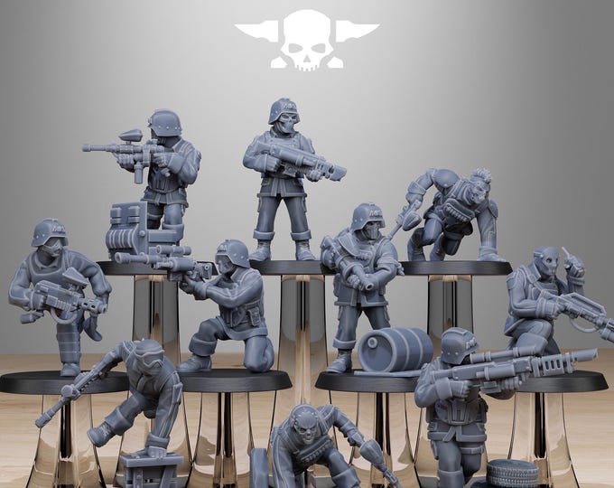 GrimGuard Paintball Squad 32mm/28mm (StationForge) RPG Set | 3D Print Scifi | Tabletop Game Set | Wargaming Gift | RPG Gifts
