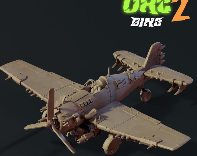 Orc Fighter Plane 32mm/28mm (DinoWorld) Dinosaur Miniatures | RPG Set | Scifi 3D Print | Wargaming Gift | Tabletop Game Set
