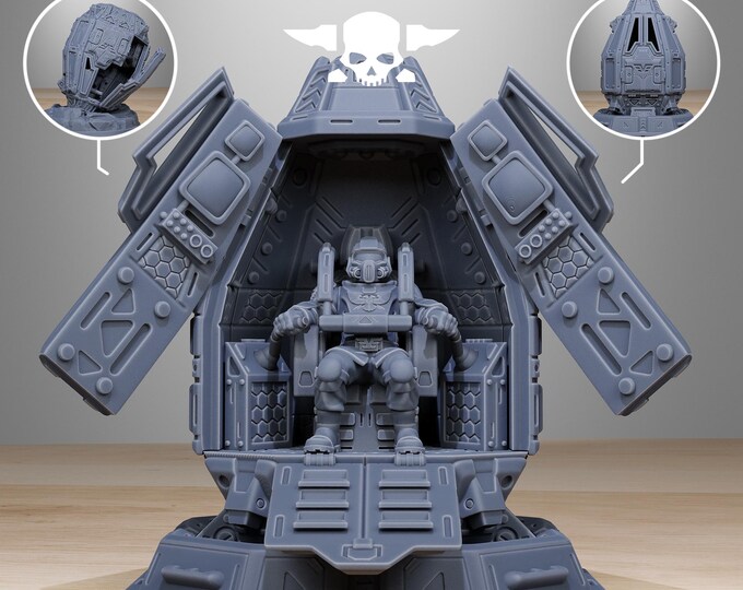 Vaskar Drop Pod 32mm/28mm (StationForge) RPG Set | 3D Print Scifi | Tabletop Game Set | Wargaming Gift | RPG Gifts | Sci-Fi Miniatures