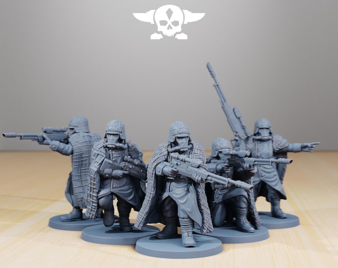 GrimGuard Snipers 32mm/28mm (StationForge) RPG Set | 3D Print Scifi | Tabletop Game Set | Wargaming Gift | RPG Gifts  | Sci-Fi Miniatures