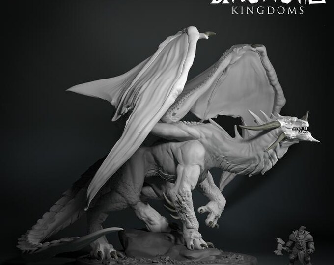 Blue Dragon Master 32mm/28mm (DinoWorld) DnD 5E Gift | Fantasy Gaming RPG | Wargaming Gift | Tabletop Game Set | 3D Dragon Gift