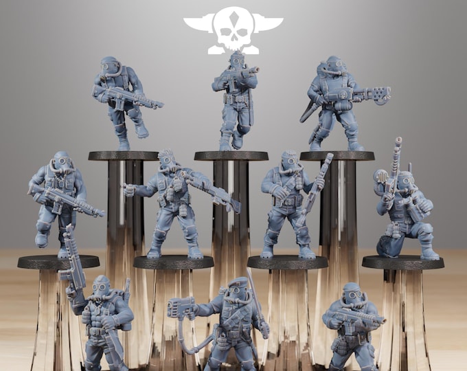 GrimGuard Jungle Fighters 32mm/28mm (StationForge) RPG Set | 3D Print Scifi | Tabletop Game Set | Wargaming Gift | RPG Gifts