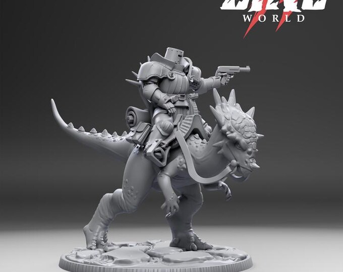 Dino Rider Stygimoloch 32mm/28mm (DinoWorld) Dinosaur Miniatures | RPG Set | Scifi 3D Print | Wargaming Gift | Tabletop Game Set