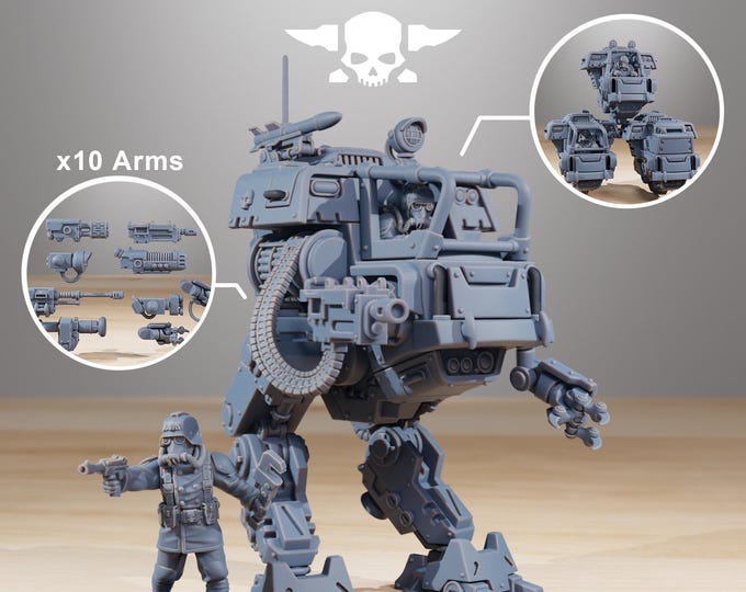 GrimGuard Walker Mk1 32mm/28mm (StationForge) RPG Set | 3D Print Scifi | Tabletop Game Set | Wargaming Gift | RPG Gifts  | Sci-Fi Miniatures