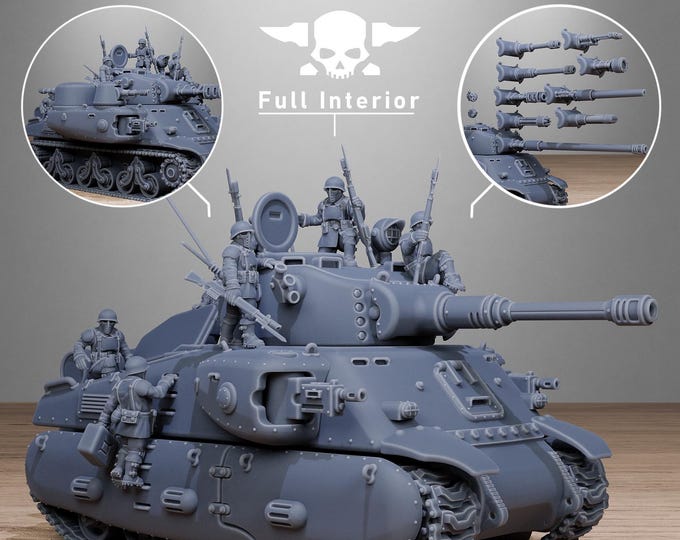 FreeGuard Battle Tank Sherman 32mm/28mm (StationForge) RPG Set | 3D Print Scifi | Tabletop Game Set | Wargaming Gift | RPG Gifts
