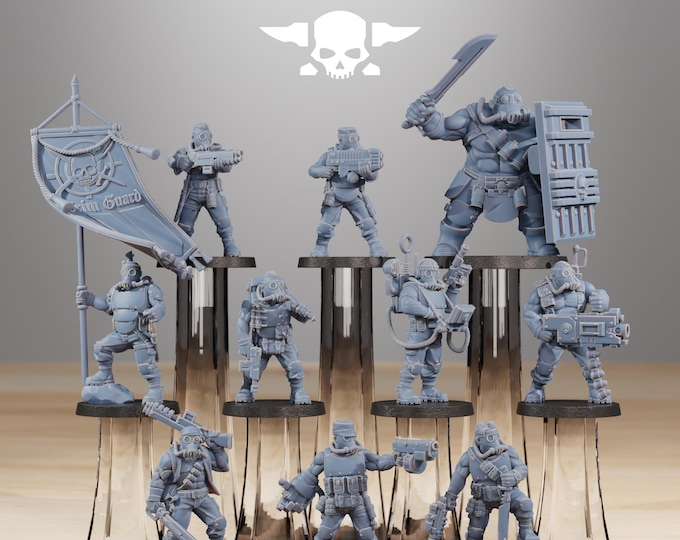 GrimGuard Hunters 32mm/28mm (StationForge) RPG Set | 3D Print Scifi | Tabletop Game Set | Wargaming Gift | RPG Gifts  | Sci-Fi Miniatures