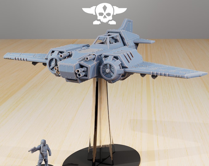 GrimGuard SF-19A Fighter Plane 32mm/28mm (StationForge) RPG Set | 3D Print Scifi | Tabletop Game Set | Wargaming Gift | RPG Gifts