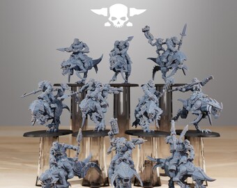 Conjunto de RPG Orkaz Beast Riders 32 mm (StationForge) | Ficção Científica Impressa em 3D | Conjunto para Jogo de Mesa | Presente para Jogos de Guerra | Presentes de RPG | Miniaturas de Ficção Científica