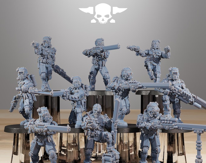 Scavenger Security Patrol 32mm/28mm (StationForge) RPG Set | 3D Print Scifi | Tabletop Game Set | Wargaming Gift | RPG Gifts