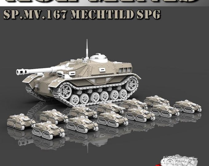 SP.MV.167 Mechtild SPG Kit 8mm/6mm (ACEMinis) Tabletop Tank | rpg Set | Scifi Wargaming | Gift for Wargamers | Miniature 3D Prints