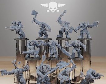 Orkaz Infantry 32mm (StationForge) RPG Set | 3D Print Scifi | Tabletop Game Set | Wargaming Gift | RPG Gifts | Sci-Fi Miniatures
