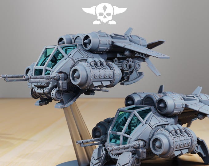 Scavenger Gunship 32mm/28mm (StationForge) RPG Set | 3D Print Scifi | Tabletop Game Set | Wargaming Gift | RPG Gifts | Sci-Fi Miniatures