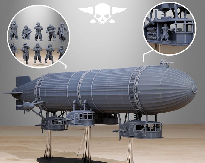 GrimGuard Airship 32mm/28mm (StationForge) RPG Set | 3D Print Scifi | Tabletop Game Set | Wargaming Gift | RPG Gifts  | Sci-Fi Miniatures
