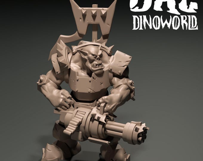 Orc Gunner 32mm/28mm (DinoWorld) Dinosaur Miniatures | RPG Set | Scifi 3D Print | Wargaming Gift | Tabletop Game Set