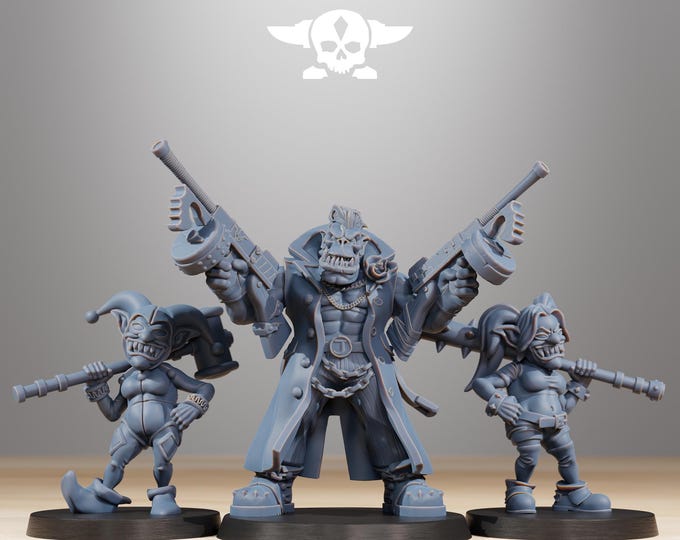 Orkaz Mobsta 32mm/28mm (StationForge) RPG Set | 3D Print Scifi | Tabletop Game Set | Wargaming Gift | RPG Gifts | Sci-Fi Miniatures