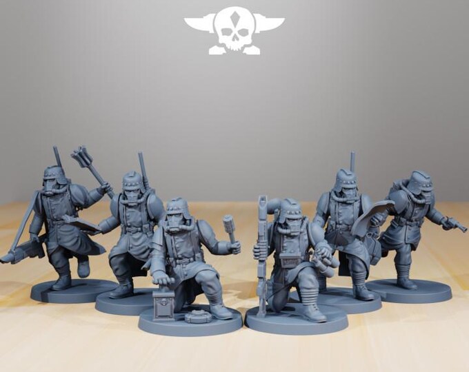 GrimGuard Supporters 32mm/28mm (StationForge) RPG Set | 3D Print Scifi | Tabletop Game Set | Wargaming Gift | RPG Gifts  | Sci-Fi Miniatures