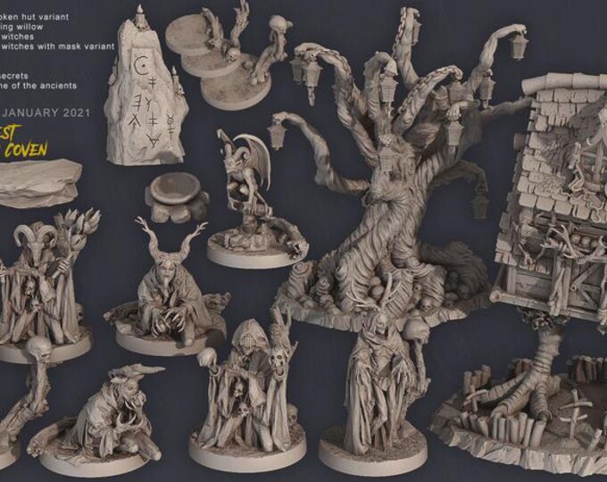 Grim Forest 32mm/28mm (PrintYourMonsters) RPG Set | Fantasy Miniatures | DnD 5E | Pathfinder Gift | Wargamers | Giftful Hobby