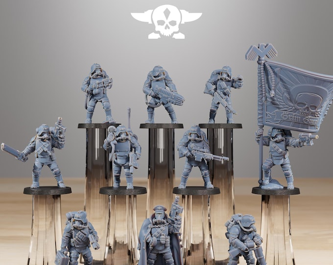 GrimGuard Ironclads 32mm/28mm (StationForge) RPG Set | 3D Print Scifi | Tabletop Game Set | Wargaming Gift | RPG Gifts  | Sci-Fi Miniatures