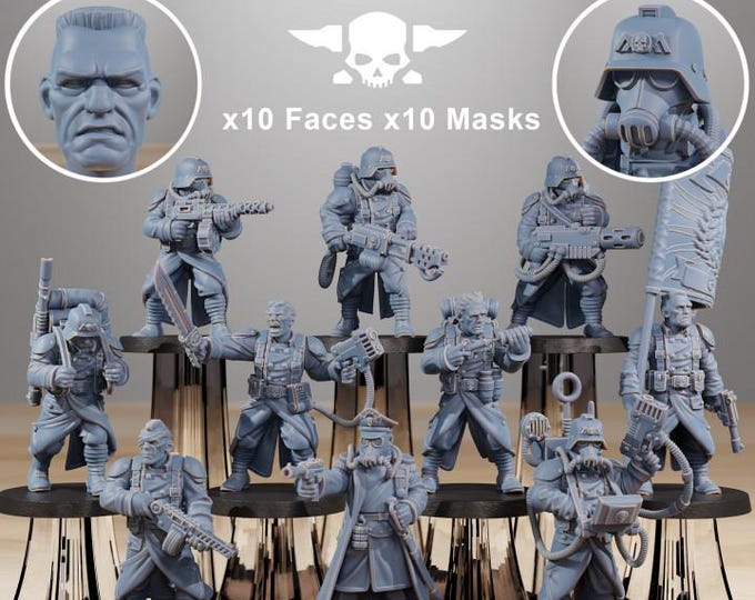 GrimGuard Combatants 32mm/28mm (StationForge) RPG Set | 3D Print Scifi | Tabletop Game Set | Wargaming Gift | RPG Gifts  | Sci-Fi Miniatures