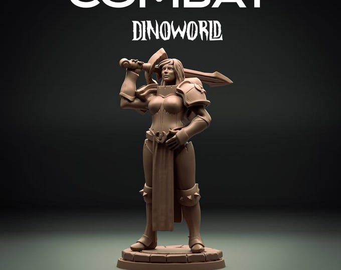 lieutenant Steele 32mm/28mm (DinoWorld) DnD 5E Gift | RPG Set | Fantasy Gaming RPG | Wargaming Gift | Tabletop Game Set