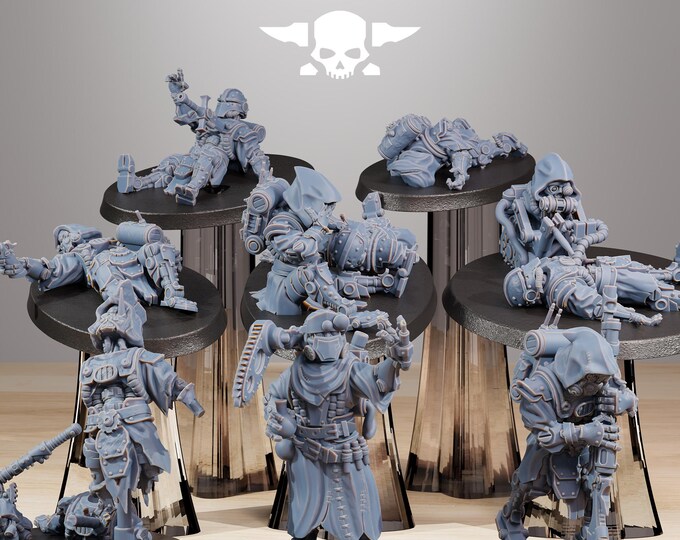 Scavenger Wounded 32mm/28mm (StationForge) RPG Set | 3D Print Scifi | Tabletop Game Set | Wargaming Gift | RPG Gifts | Sci-Fi Miniatures