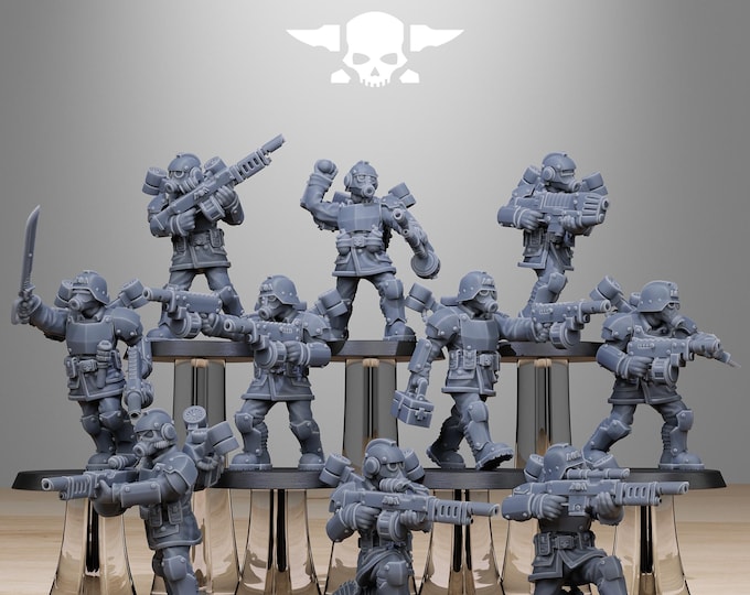 GrimGuard Aero Troops 32mm/28mm (StationForge) RPG Set | 3D Print Scifi | Tabletop Game Set | Wargaming Gift | RPG Gifts