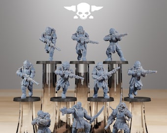 ロイヤルガード歩兵 32mm (StationForge) RPGセット | 3DプリントSF | テーブルトップゲームセット | ウォーゲーミングギフト | RPGギフト | SFミニチュア