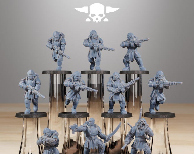 RoyalGuard Infantry 32mm/28mm (StationForge) RPG Set | 3D Print Scifi | Tabletop Game Set | Wargaming Gift | RPG Gifts | Sci-Fi Miniatures