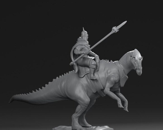 Edmonotsaurus mounted 1 32mm/28mm (DinoWorld) DnD 5E Gift | RPG Set | Fantasy Gaming RPG | Wargaming Gift | Tabletop Game Set