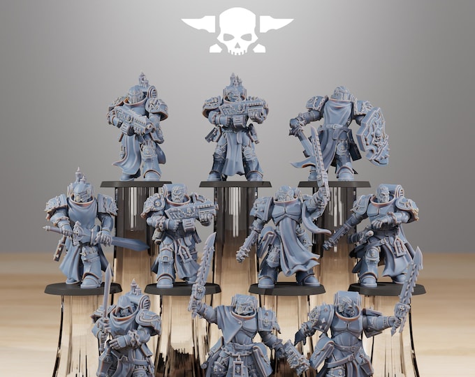 Socratis Crusaders 32mm/28mm (StationForge) RPG Set | 3D Print Scifi | Tabletop Game Set | Wargaming Gift | RPG Gifts | Sci-Fi Miniatures