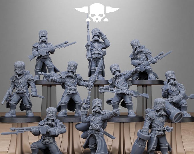 GrimGuard Royals 32mm/28mm (StationForge) RPG Set | 3D Print Scifi | Tabletop Game Set | Wargaming Gift | RPG Gifts  | Sci-Fi Miniatures