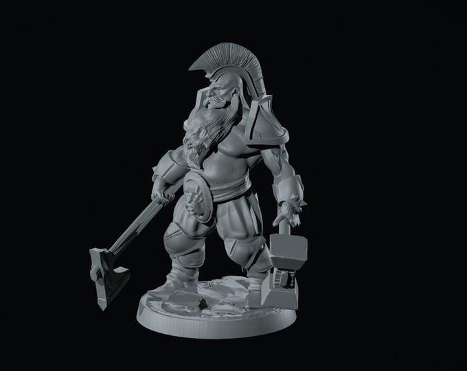 Dwarft Commander 32mm/28mm (DinoWorld) DnD 5E Gift | RPG Set | Fantasy Gaming RPG | Wargaming Gift | Tabletop Game Set