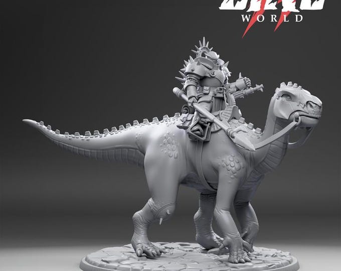 Dino Rider Iguanodon 32mm/28mm (DinoWorld) Dinosaur Miniatures | RPG Set | Scifi 3D Print | Wargaming Gift | Tabletop Game Set