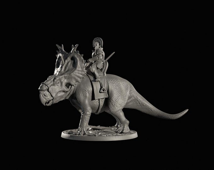 Pachy Mounted 32mm/28mm (DinoWorld) DnD 5E Gift | RPG Set | Fantasy Gaming RPG | Wargaming Gift | Tabletop Game Set