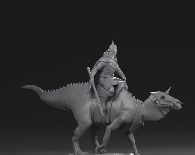 Edmonotsaurus Mounted 2 32mm/28mm (DinoWorld) DnD 5E Gift | RPG Set | Fantasy Gaming RPG | Wargaming Gift | Tabletop Game Set