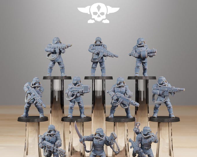 GrimGuard Commandos 32mm/28mm (StationForge) RPG Set | 3D Print Scifi | Tabletop Game Set | Wargaming Gift | RPG Gifts  | Sci-Fi Miniatures