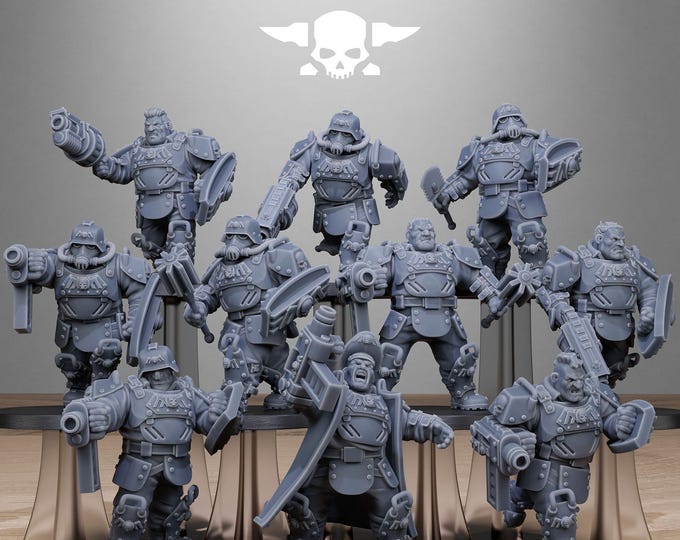 Grimguard Armored mutants 32mm/28mm (stationforge) RPG Set | 3D Print Scifi | Tabletop Game Set | Wargaming Gift | RPG Gifts