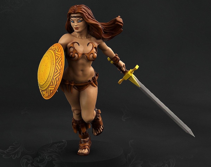 Sexy Heroine Warrior Model 28mm (PrintYourMonsters) RPG Set | Fantasy Miniatures | DnD 5E | Pathfinder Gift | Wargamers | Giftful Hobby