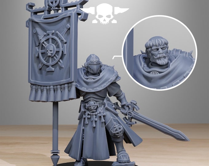 Vodalites Flag Bearer 32mm/28mm (StationForge) RPG Set | 3D Print Scifi | Tabletop Game Set | Wargaming Gift | RPG Gifts | Sci-Fi Miniatures