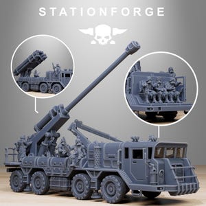 GrimGuard Artillery Vehicle 32mm (StationForge) Grimdark Resin 3D Printed Miniatures for Tabletop or Display / Wargaming / SciFi