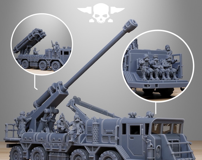GrimGuard Artillery Vehicle 32mm/28mm (StationForge) RPG Set | 3D Print Scifi | Tabletop Game Set | Wargaming Gift | RPG Gifts