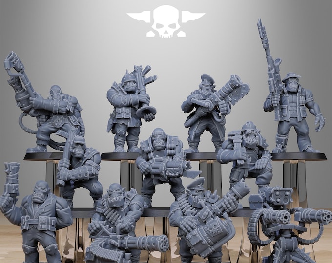 Orkaz team fighters 32mm/28mm (stationforge) RPG Set | 3D Print Scifi | Tabletop Game Set | Wargaming Gift | RPG Gifts | Sci-Fi Miniatures