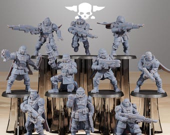 Vaskar Freedom Fighters 32 mm (StationForge) RPG-set | 3D-utskrift Sci-fi | Bordsspelset | Krigsspelspresent | RPG-presenter