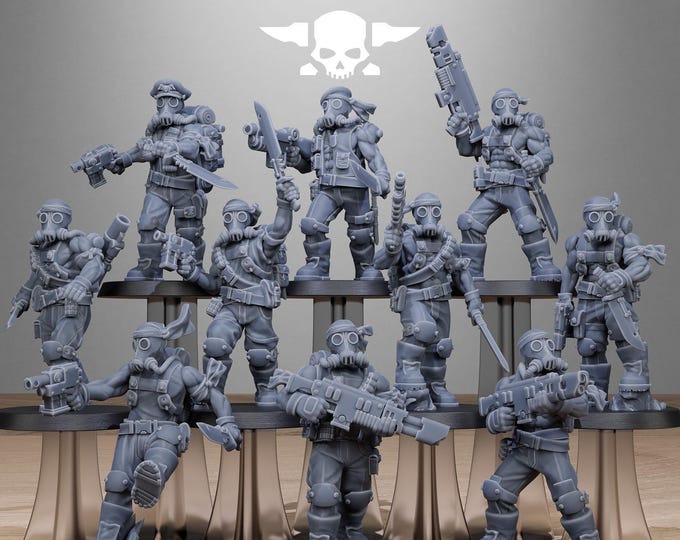 GrimGuard Jungle Fighters 2 32mm/28mm (StationForge) RPG Set | 3D Print Scifi | Tabletop Game Set | Wargaming Gift | RPG Gifts